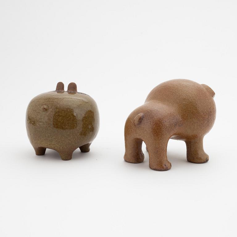 Lisa Larson, figuriner, 2 st, "Bulldog", Gustavsberg.