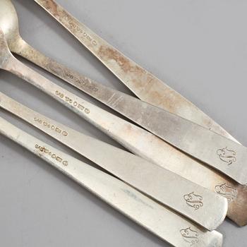 BESTICKSERVIS, 47 delar, silver, "Rosenholm", GAB, 1900-tal, total vikt ca 2080 gram.