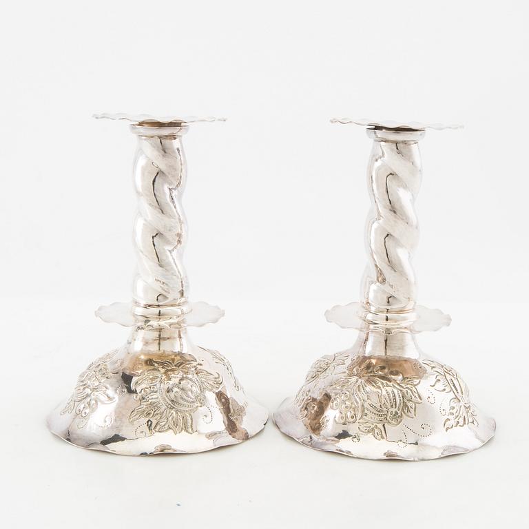 Candelabras, a pair, Baroque-style silver, GAB Stockholm 1947.
