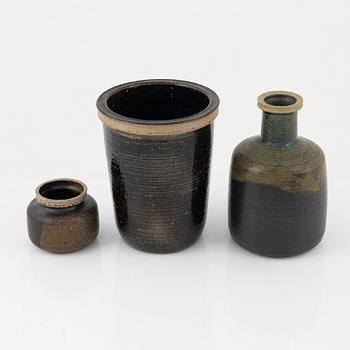 Karin Björquist, three stoneware vases, Gustavsberg.