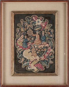 BRODERI, Petit points, troligen 1700-tal.