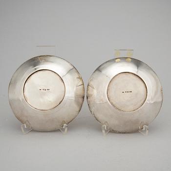 a pair of empire silver bowles by Gustaf Möllenborg, Stockholm, 1839. Weight ca 396.