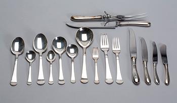 BESTICKSERVIS, silver, 138 delar, modell "Birka", GAB. Total vikt inklusive blad 5096 g.