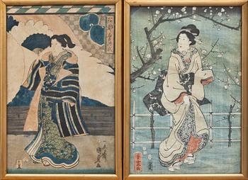 TRÄSNITT, 3 st, Japan, 1800/1900-tal.