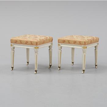 A pair of gustavian style stools from the late 1800's.