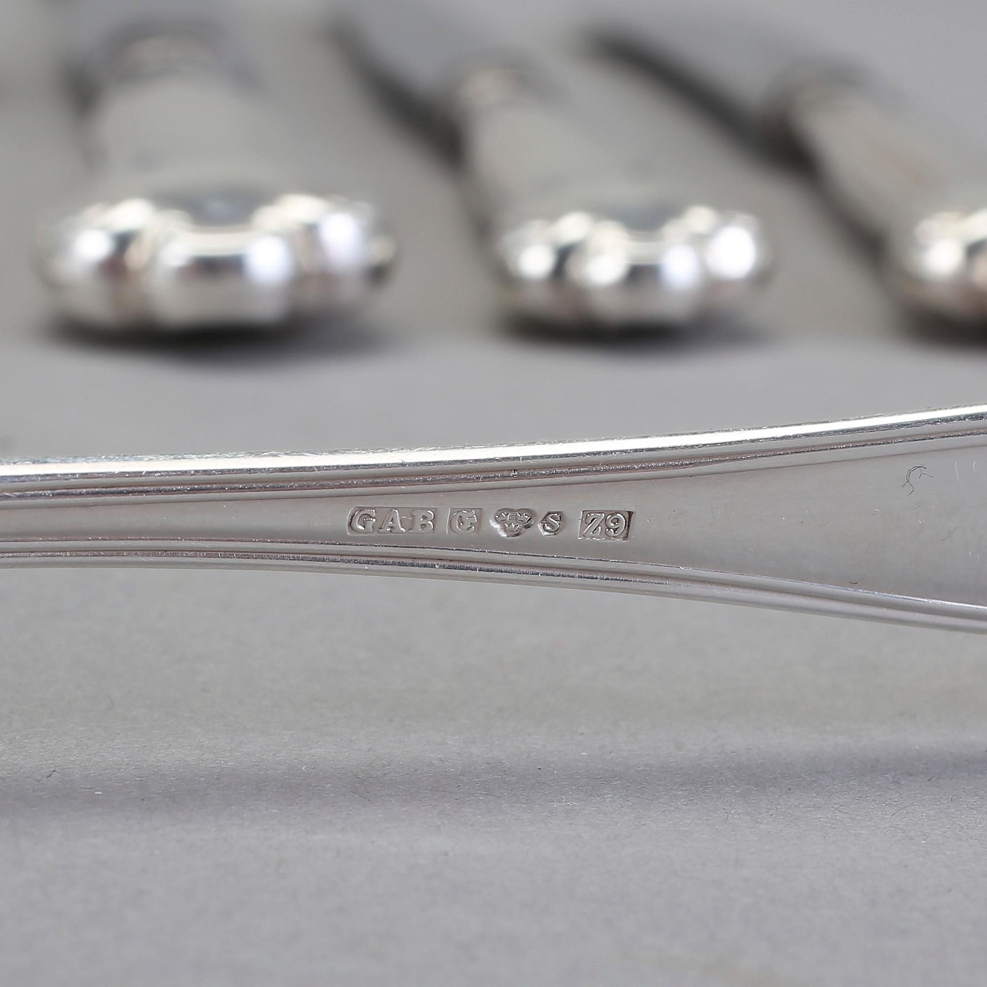 PARTI BESTICK, 69 delar, silver. Bl a GAB, Stockholm 1967. Tot ca 2650 g.