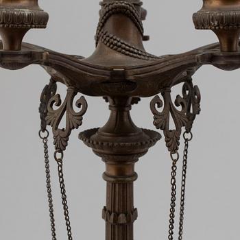 FERDINAND BARBEDIENNE, attributed to, a pair of 19th century bronze candelabra.