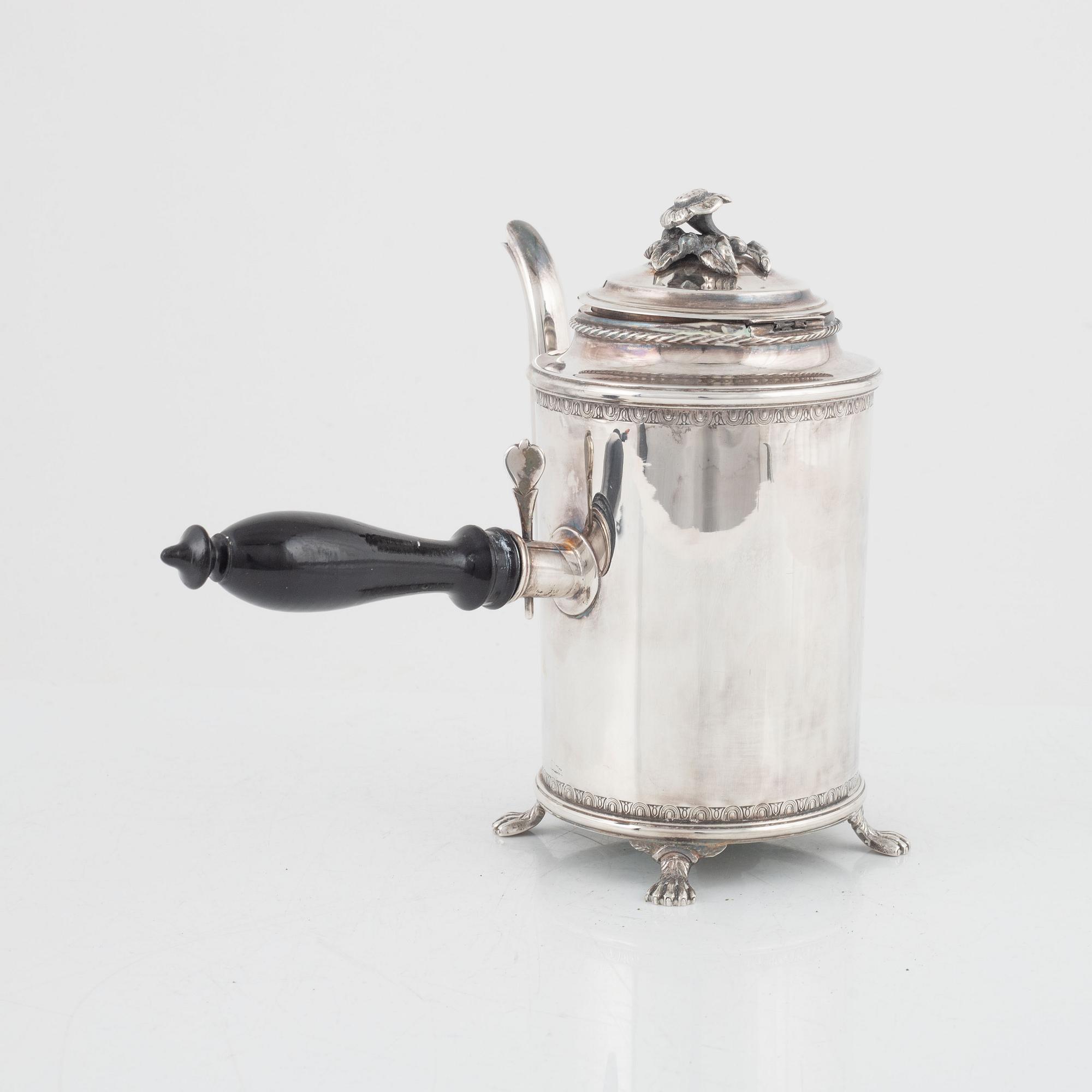 Eric Råström, kaffekanna, silver, sengustaviansk stil, Råströms Silver- O Nysilverfabrik, Stockholm, 1963.