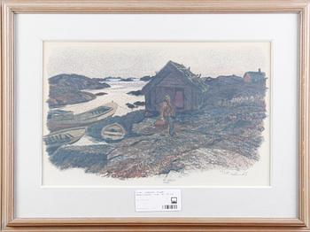 Roland Svensson · SVENSSON, ROLAND. Färglitografi, sign. Nr 199/350.