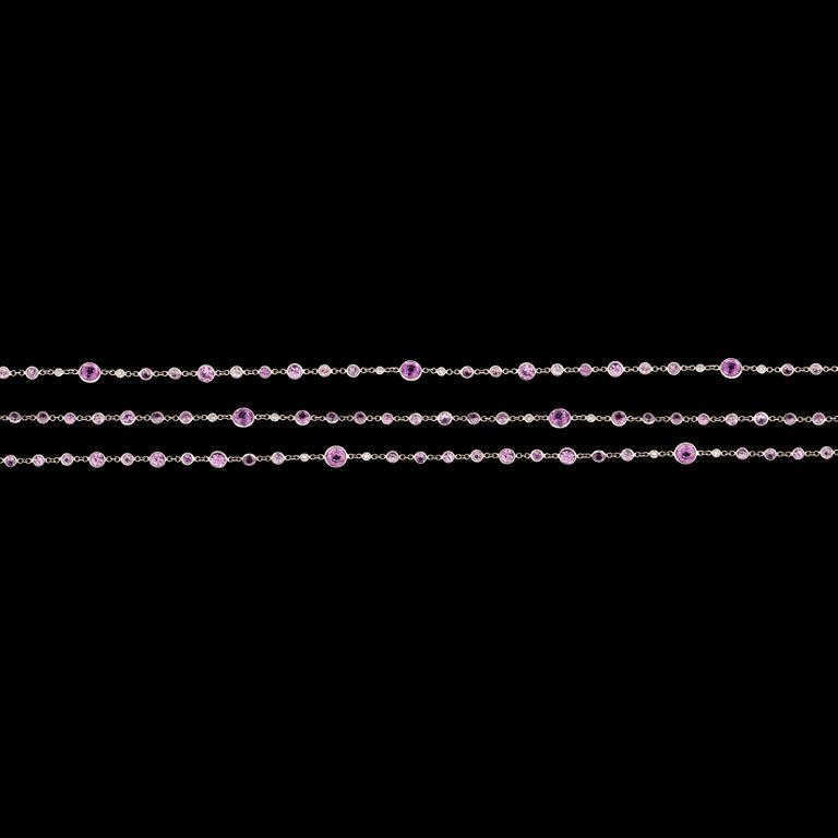 A long pink sapphire chain/necklace.