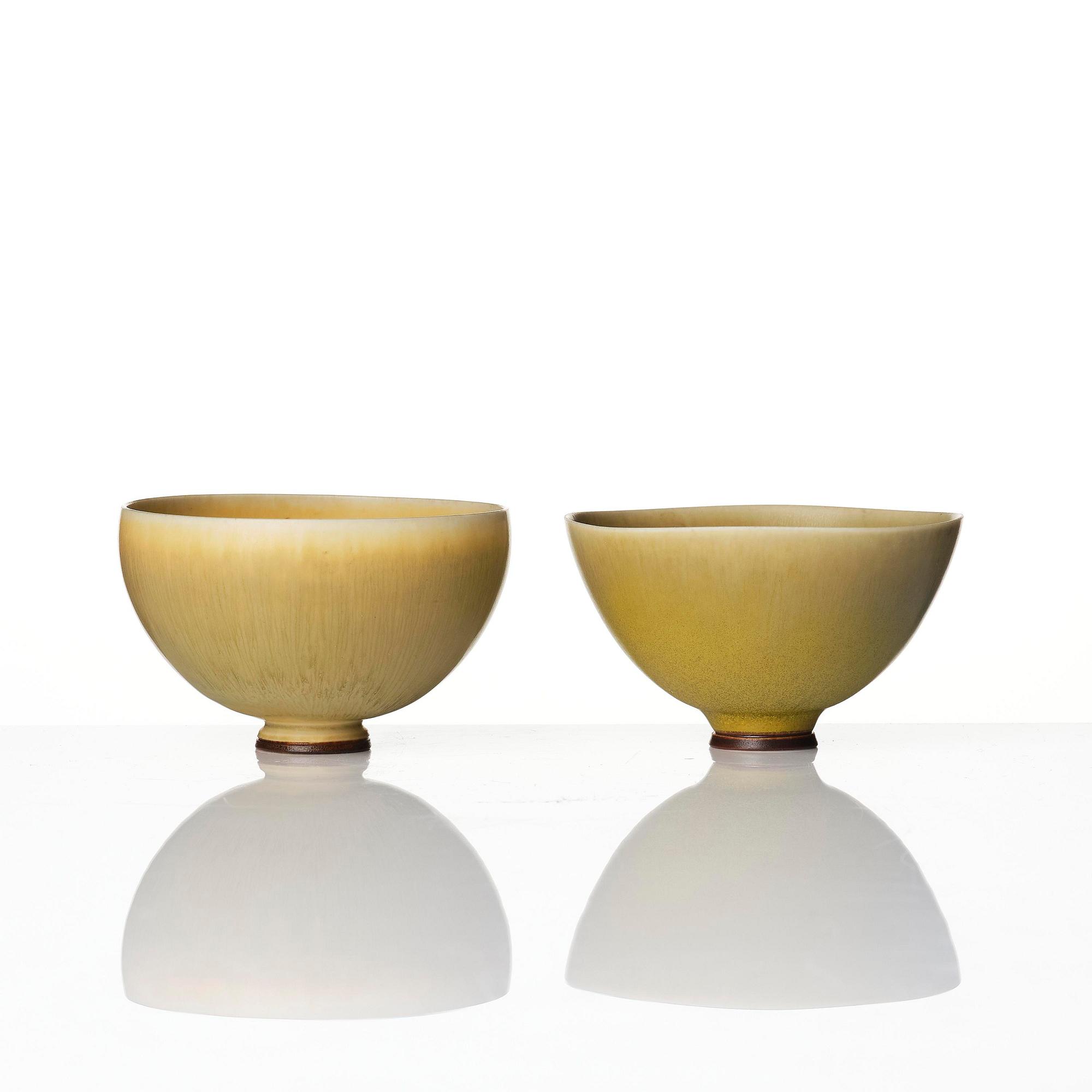 Berndt Friberg, a set of four stoneware vases and two bowls, Gustavsberg Studio 1962-74.