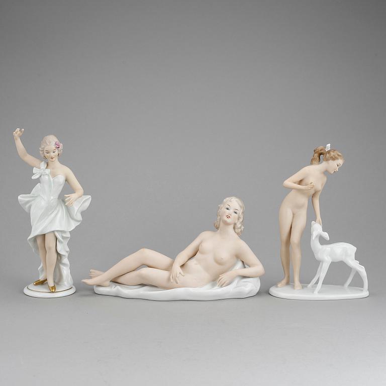 FIGURINER, 3 st, porslin, Wallendorf, 1900-tal.