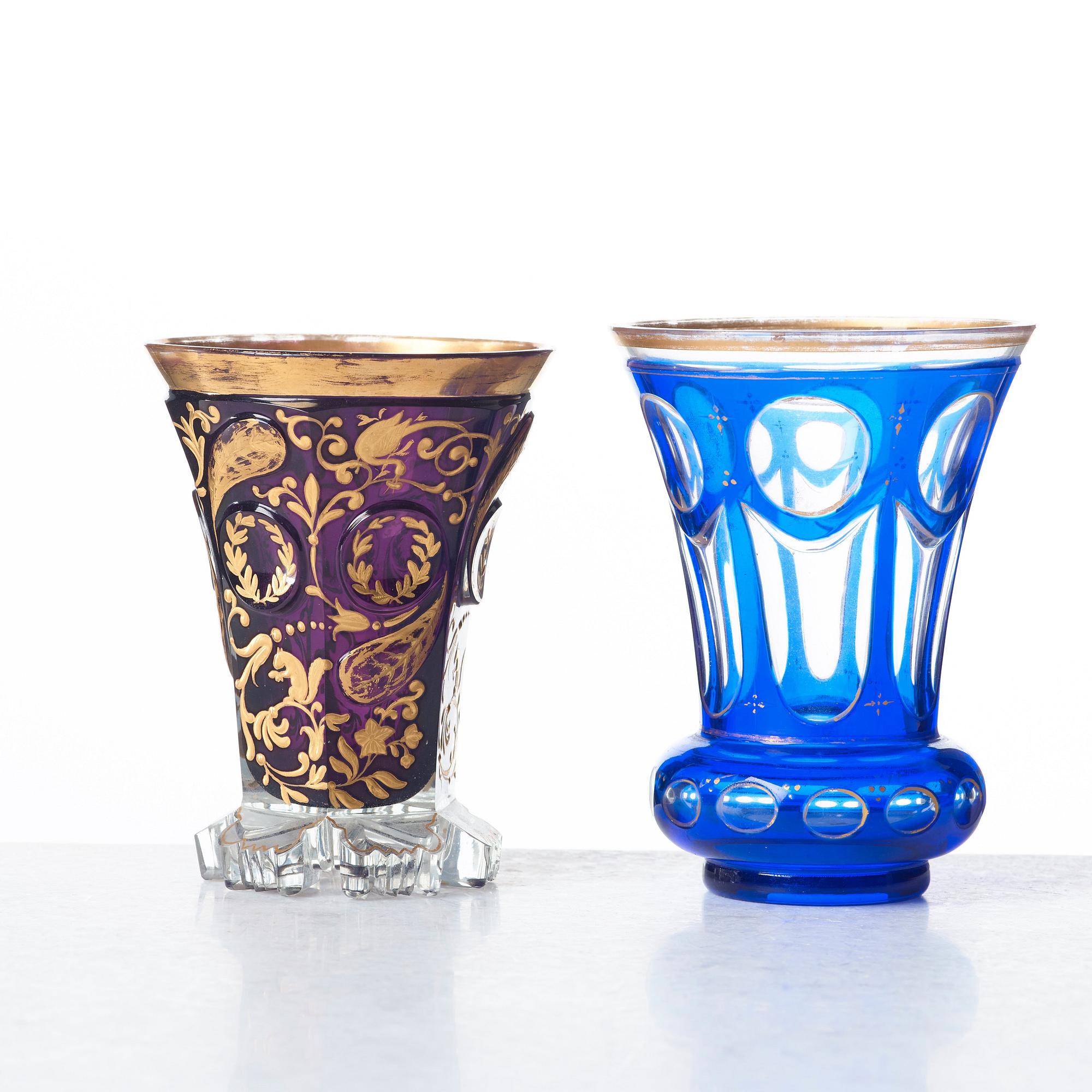 Two Russian cut and gilded beaker glasses, 19th Century.