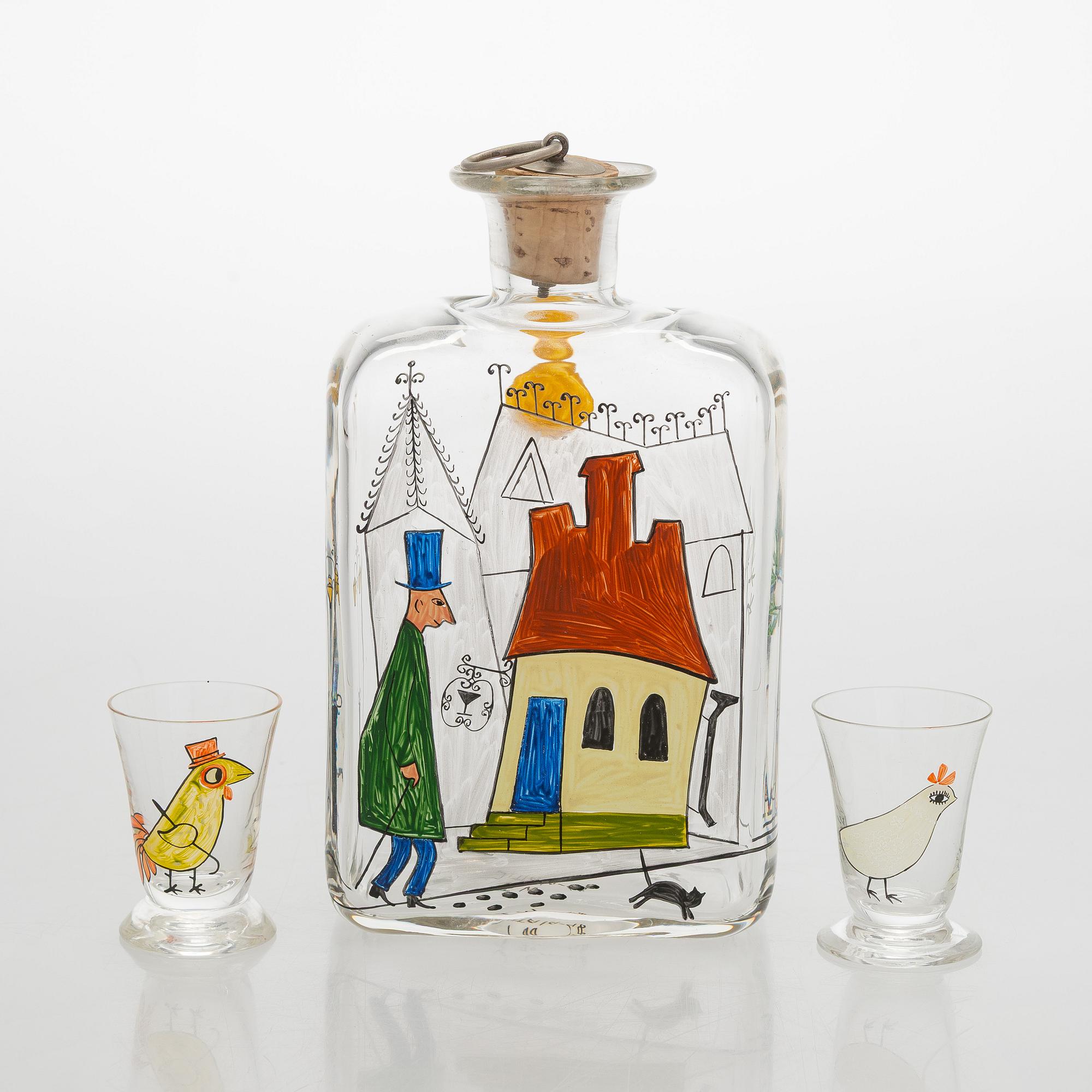 Tapio Wirkkala, A liquor bottle with ten shot glasses, Iittala 1948.