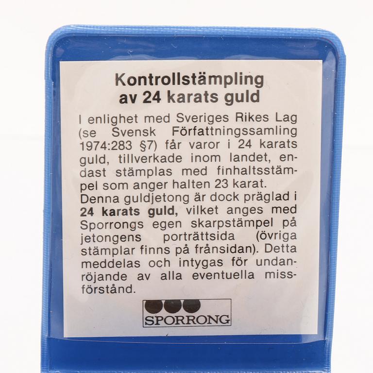 Medalj 23K (24K) guld Sporrong 1978.