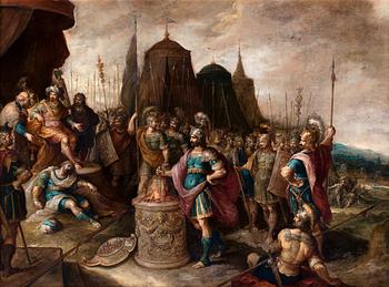 335. Frans Francken II, Gaius Mucius Scaevola framför den etruskiske kungen Porsenna.