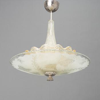 A ceiling lamp, Orrefors, 1940's.