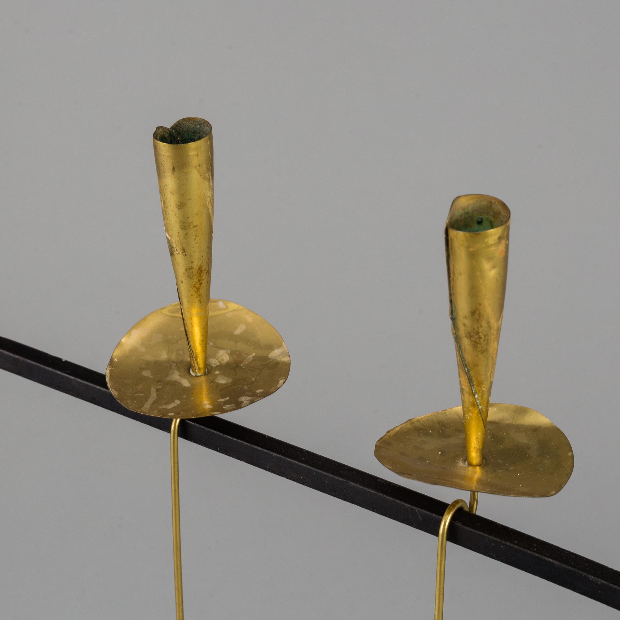 THOMAS HELLSTRÖM, a wrought iron and brass candelabrum from THO Hantverk Rättvik, Bleckogården, 1950's.