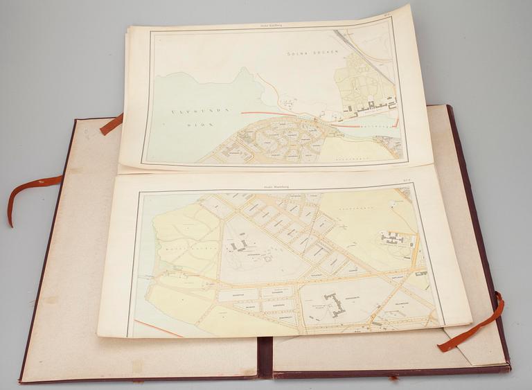 KARTTOJA 12 kpl, Tukholma 1899, litografioita, Generalstabens litografiska anstalt. Alfred Bentzer.