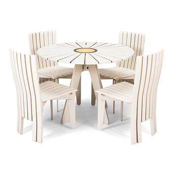 Alvar Aalto, A five-piece 'Aurinko' (Sun-series) garden furniture suite for Artek 2006.