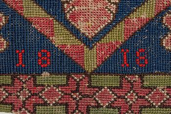 Jynne (pillow) Cross stitch, Skåne, first half of the 19th century. approx. 44 x 43 cm.