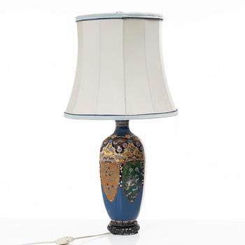 A cloisonné vase turned table lamp, Japan, Meiji (1868-1912).