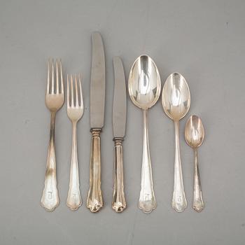 BESTICKUPPSÄTTNING, 40 delar, "Chippendale", silver, GAB. 1940-tal. Total vikt inkl stålblad ca 2000 g.