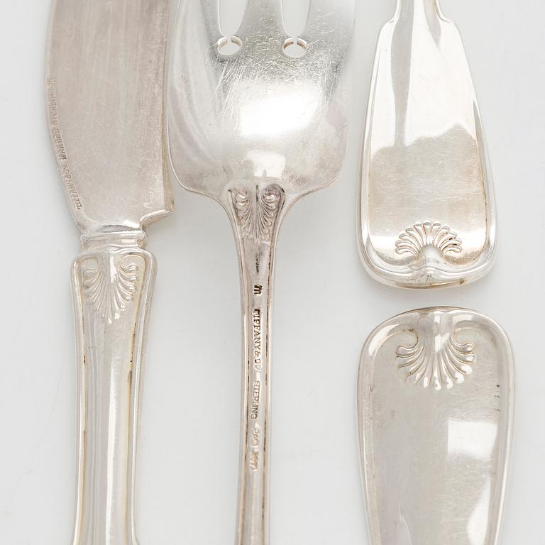 Tiffany & Co, Kala-aterimia, 10 kpl, sterlinghopea, "Palm Pattern", 1900-luvun alkupuoli.