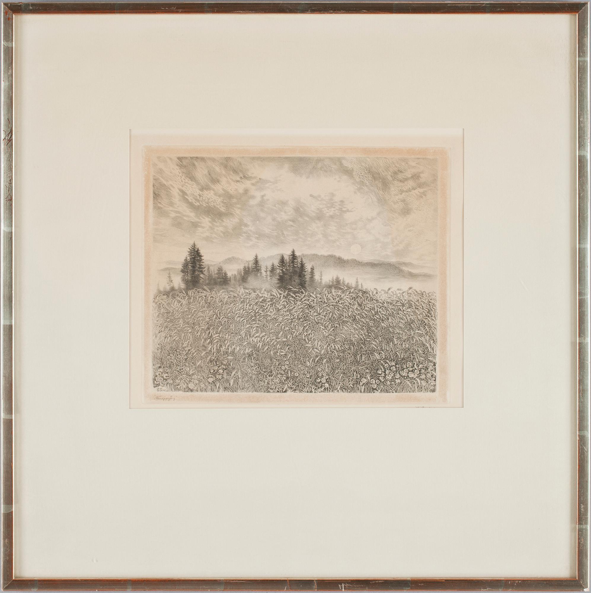 STIG BORGLIND, torrnålsgravyr, sign.