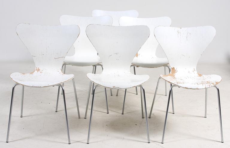 STOLAR, 6 st, "Sjuan" av Arne Jacobsen för Fritz Hansen, bl a 1971.