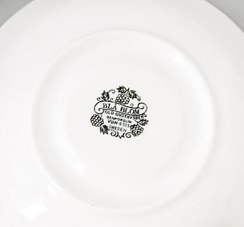 TEKOPPAR MED FAT, 6 st, porslin, Blå Blom, Gustavsberg.