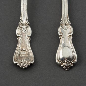 A set of six Swedish 19th century dessert-spoons, mark of Gustaf Möllenborg, Stockholm 1850-1854.