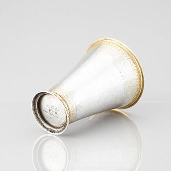 A Swedish 18th Century parcel-gilt silver beaker, mark of Isak Sauer, Stockholm 1751.