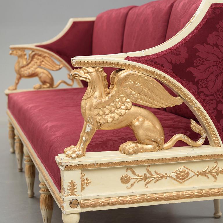 A late Gustavian early 19th century sofa attributed to Ephraim Ståhl, master in Stockholm 1794-1820.