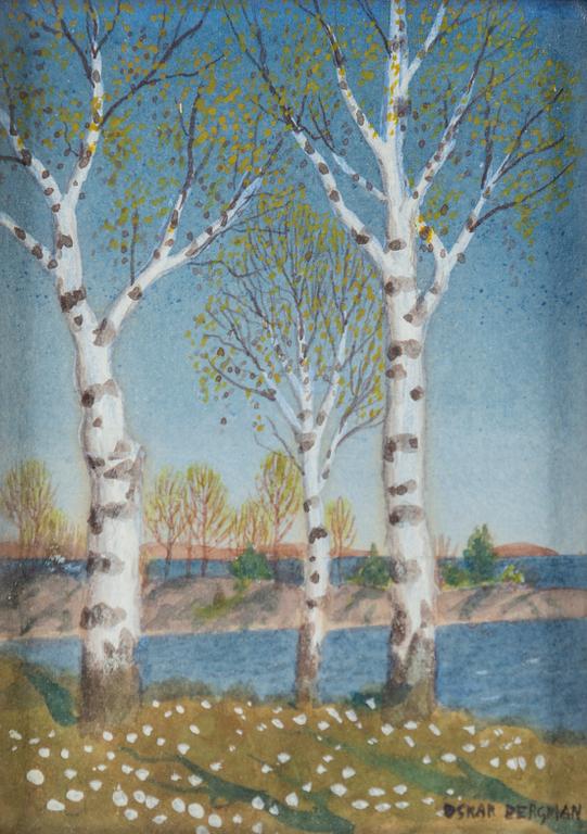 OSKAR BERGMAN, watercolour, signed.