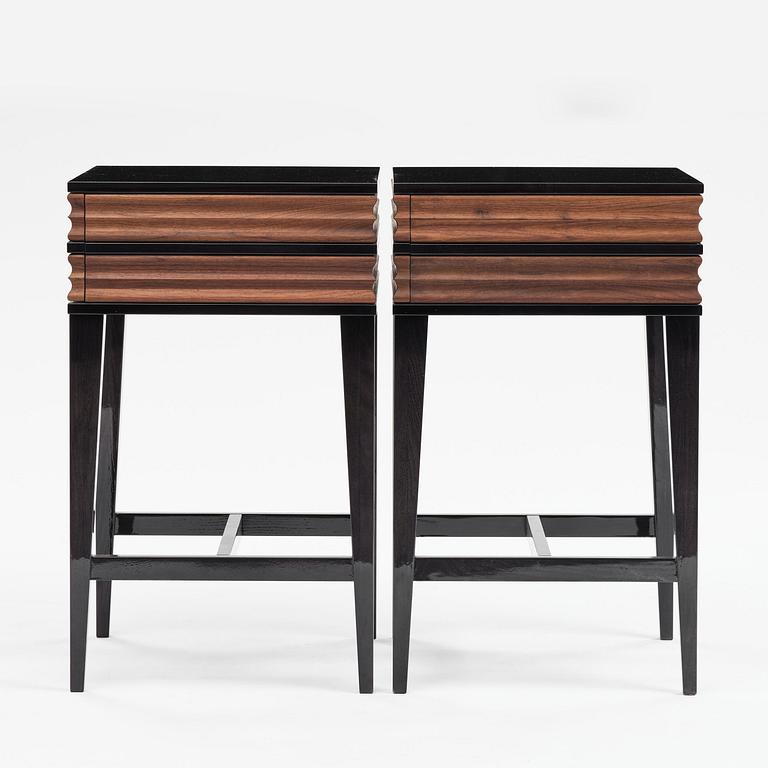 Attila Suta, a pair of bedside tables, executed in his own studio, Stockholm, 2025.