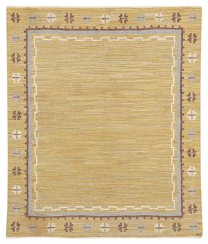 805. MATTA. "Gul-grön Stjärnmatta". Rölakan (flat weave). x cm. Signed AP.
