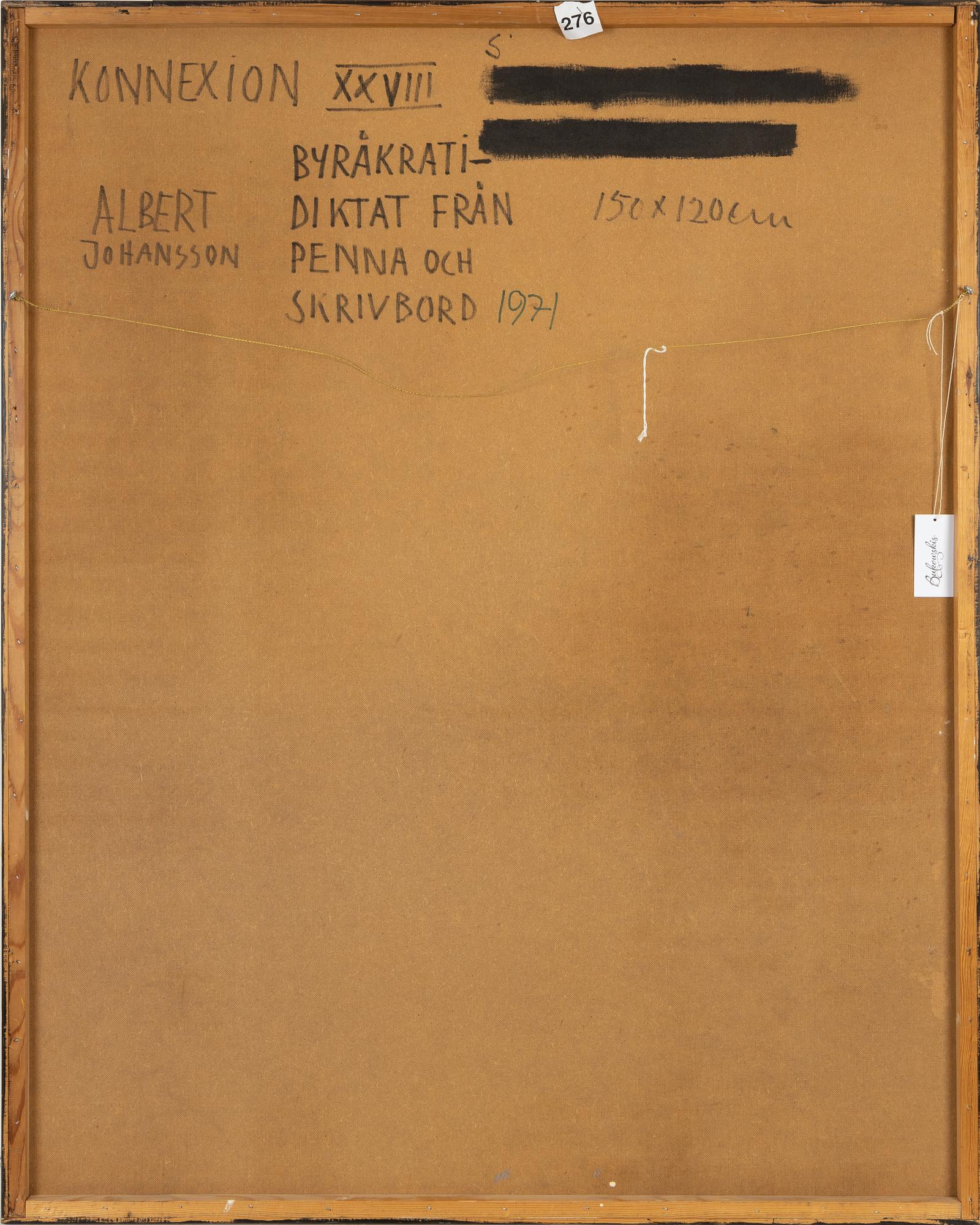 Albert Johansson, olja på pannå, signerad och daterad 1971.