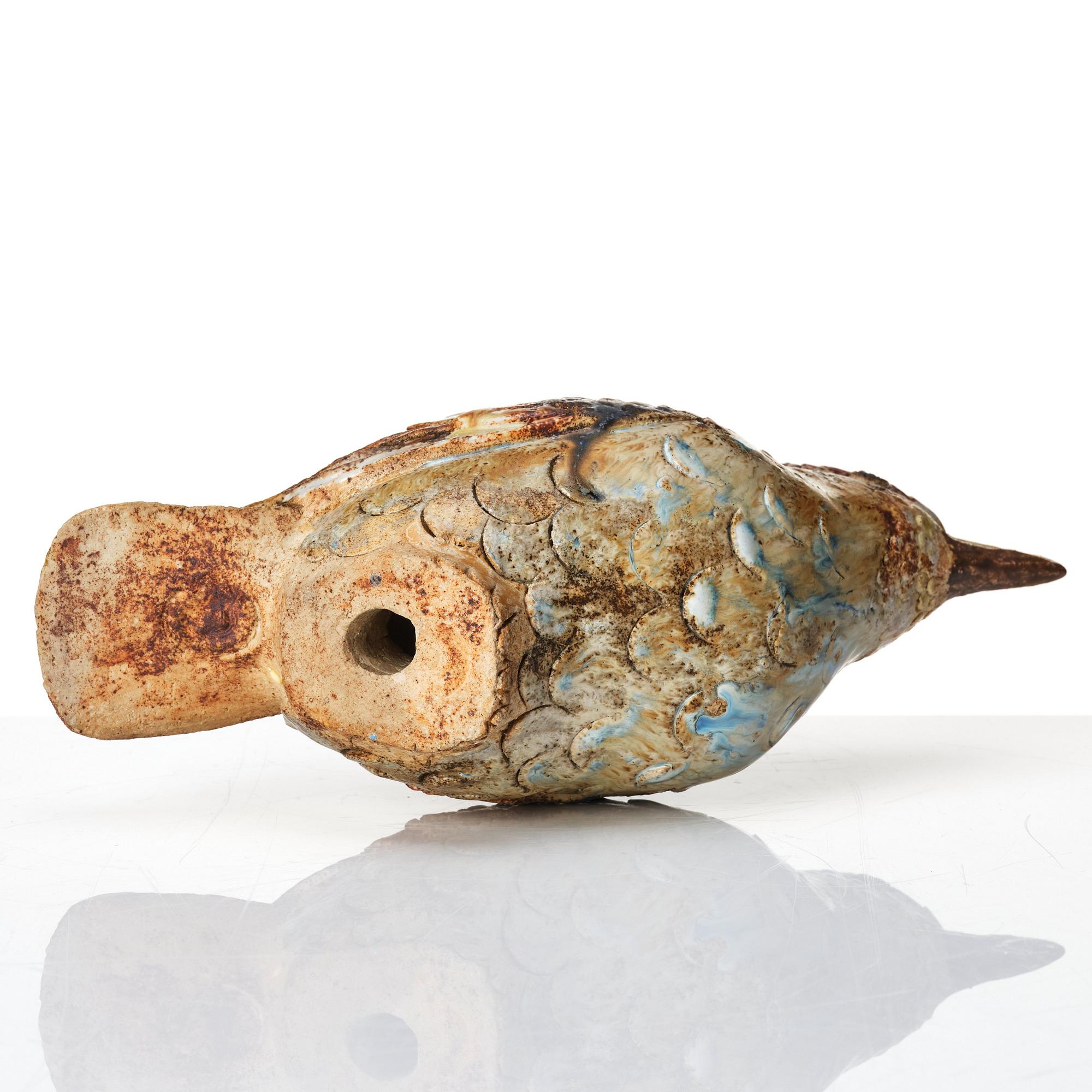 Tyra Lundgren, a stoneware sculpture of a bird, Sweden mid 20th century.