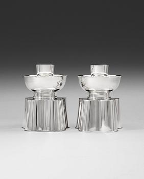 403. A pair of Vera Ferngren sterling candlesticks, C.G. Hallberg, Stockholm 1959.