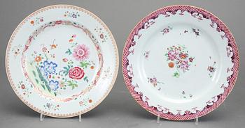 TALLRIKAR, 4 st, porslin, Qing dynastin, Qianlong (1736-95).