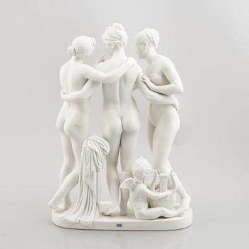 Bertel Thorvaldsen, after. Figure group, parian, "The Three Graces", Royal Copenhagen, Denmark.