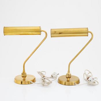 A pair of brass table lights, Falkenbergs belysning, second half of the 20th Century.