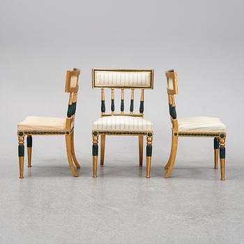 A set of three late Gustavian style chairs, 19th Century.