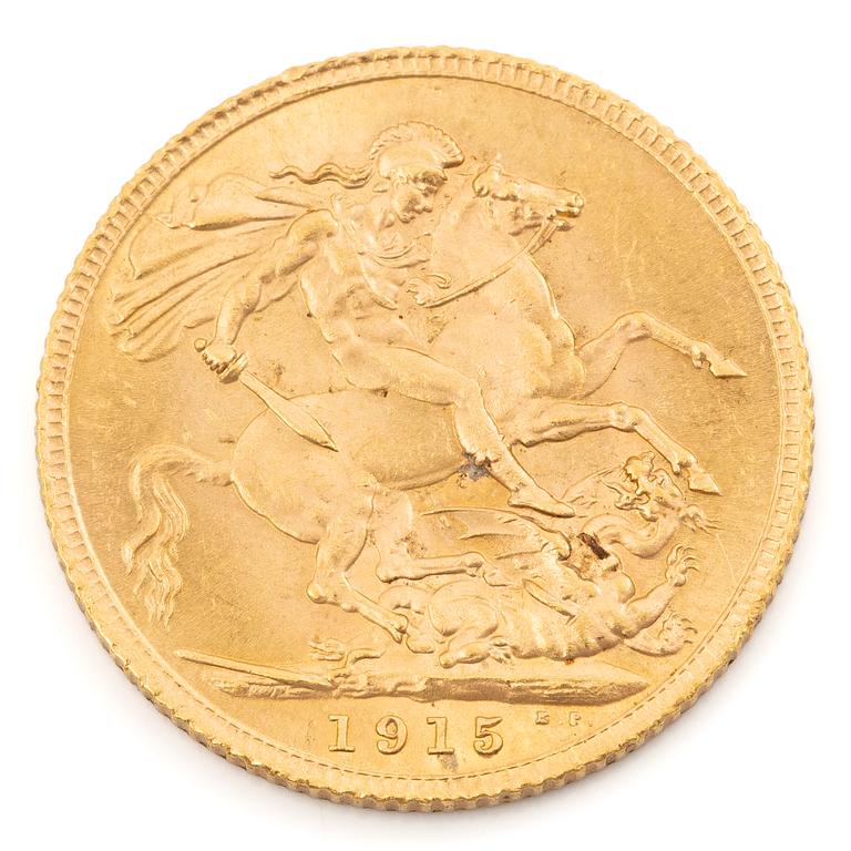 Gold coin, Great Britain, George V, 1 Sovereign, 1915.