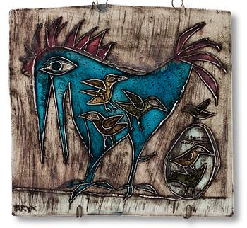 85. Rut Bryk, a stoneware plaque "Easter Bird", Finland ca 1950.