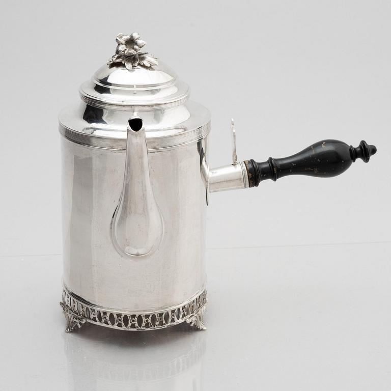 Stephan Westerstråhle, kaffekanna, silver, Stockholm, 1811. Sengustaviansk.