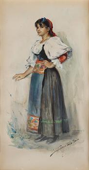 588. Jenny Nyström, Portrait of a young woman in half profile.