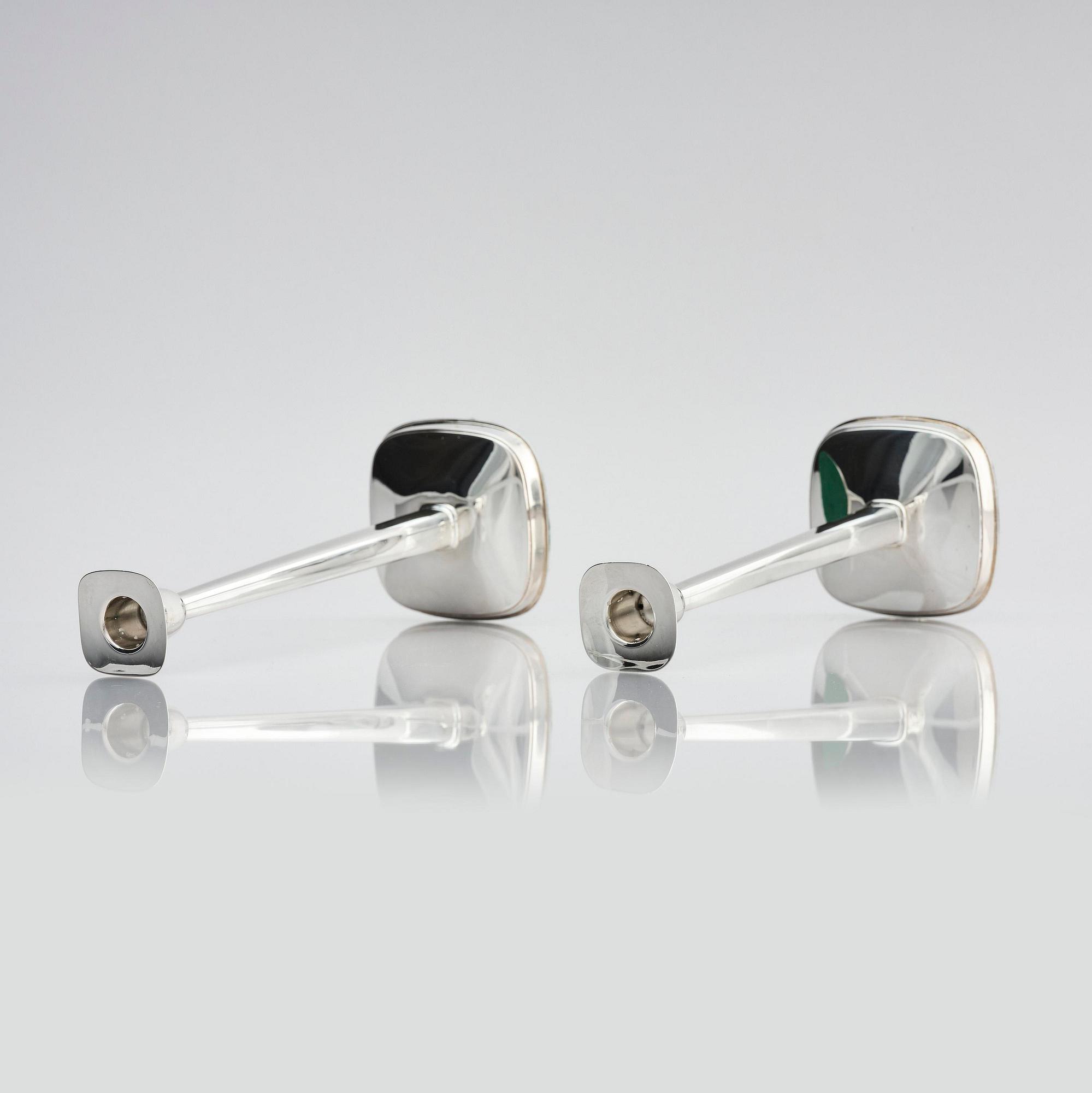 Sven-Arne Gillgren, a paif of silver candelsticks, design Sven-Arne Gillgren, company Guldsmedsaktiebolaget, Stockholm 1965.