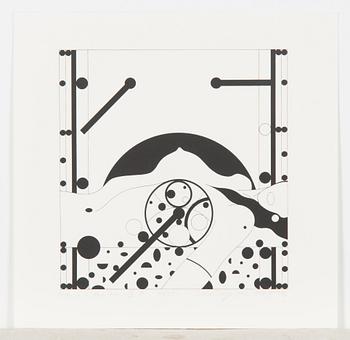 Leonhard Lapin, a set of seven relief prints, signed and dated 1973-1975/1996, numbered.